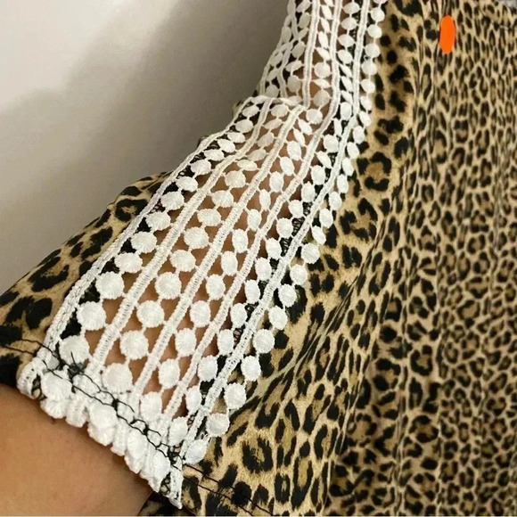 Celeste women’s leopard print top 3XL laced detail half  sleeves - Picture 4 of 8